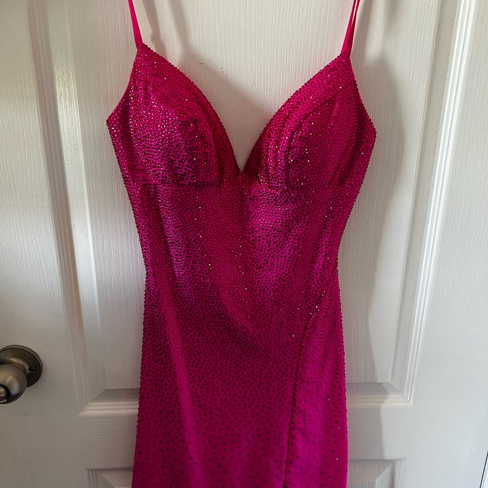 Sherri Hill Vibrant Pink Embellished Dress